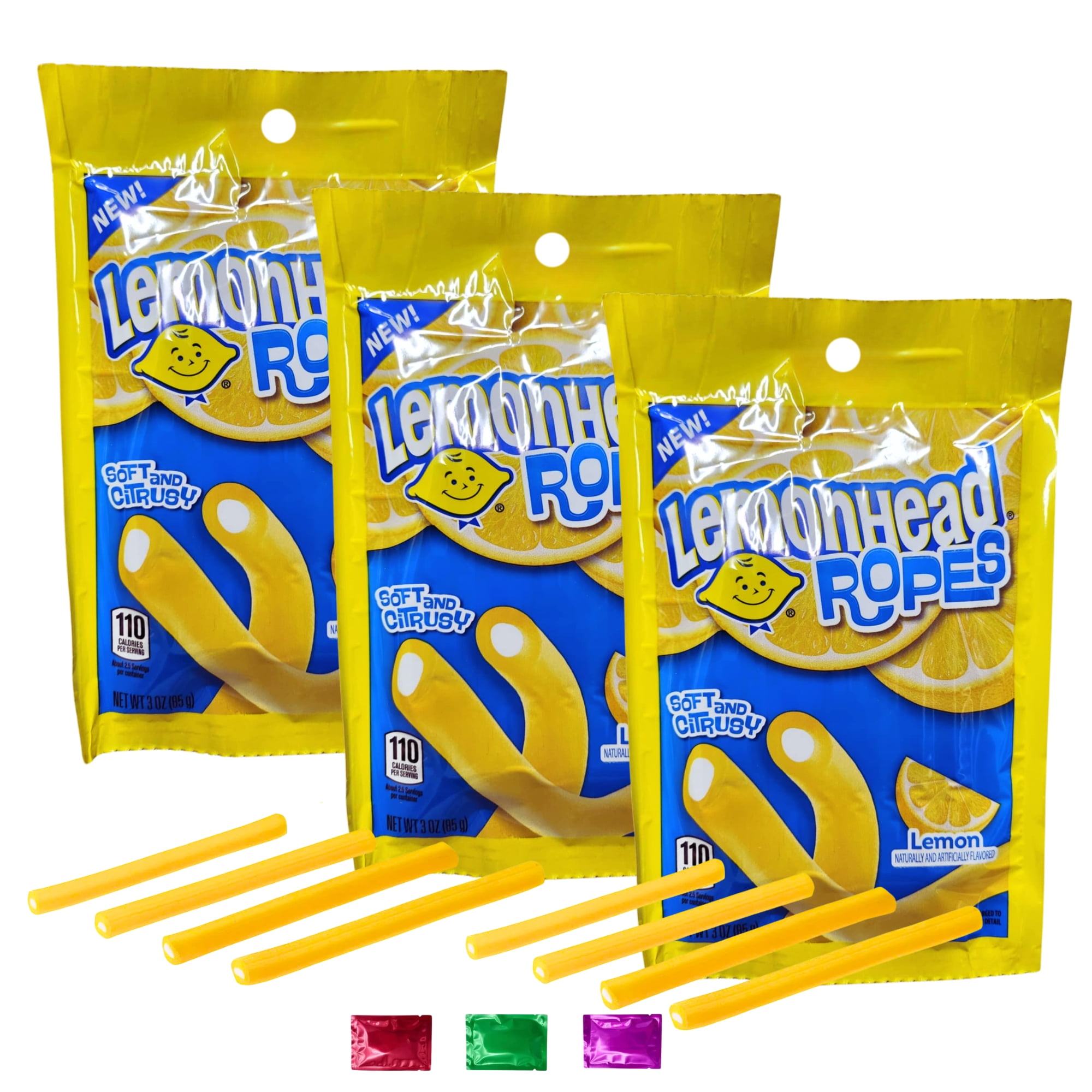 Lemonhead Ropes Chewy Sour Lemon Candy 3 Oz Pack of 3, Tangy Citrus ...