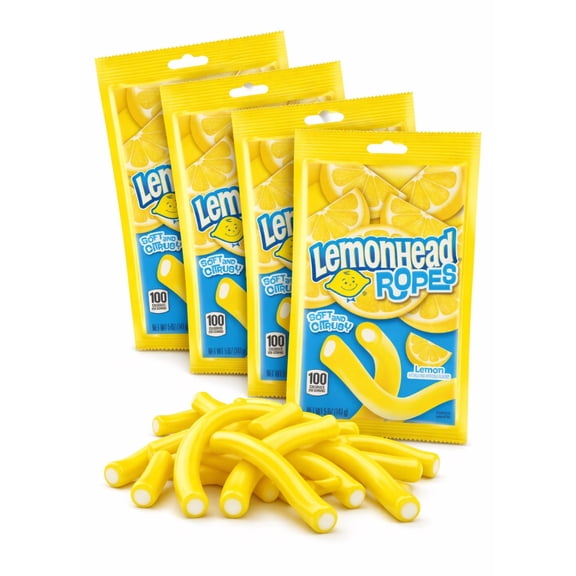 Lemonhead Ropes Lemon Soft Chewy Citrusy Candy 4 Pack 3 oz