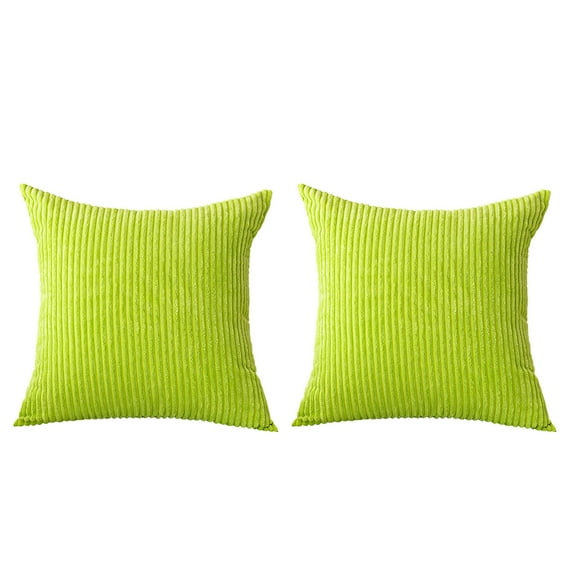 Lemononstore Decorative Throw Pillows Covers Case Pillow Cover Stripe Pattern Corduroy Cushion Covers Solid Pillowcase for Couch Sofa Bedroom Living Room 16X16 Inch Green Pack Of 2, Green