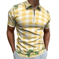 thumbnail image 1 of Lemons And Leaves on A Yellow And White Background Men Zipper T-shirt Summer Casual Short Sleeve T-shirt Top, 1 of 7
