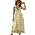 thumbnail image 1 of Lemons And Leaves on A Yellow And White Background Sleeveless Dress Dresses Women Summer Evening Dresses Ladies Bohemia Long Dresses, 1 of 9