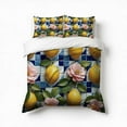 thumbnail image 1 of Lemons And Pink Flowers Tile Pattern Bedding Set 3 Pcs Soft Microfiber Quilt Cover For Bedroom Decor, Comforter Cover With 2 Pillowcase, 1 of 5