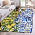 thumbnail image 1 of Lemons Area Rugs 4x6 ft National Style Summer Lemon Blue Floral Texture Washable Rug Non Slip Indoor Carpet Absorbent Floor Mat for Living Room Bedroom Dining Room, 1 of 9