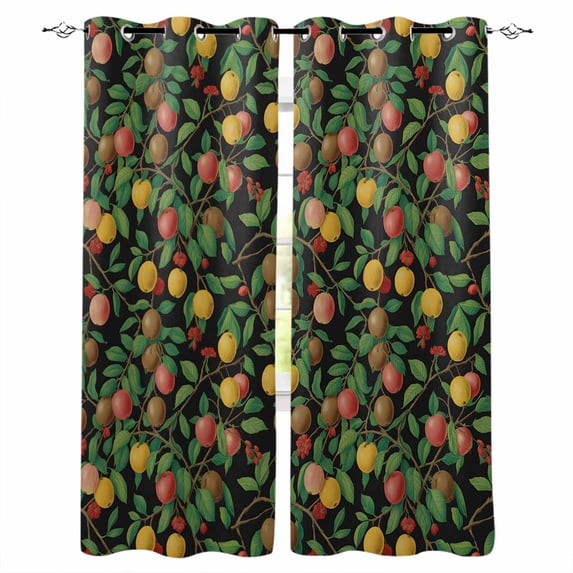 Lemons Black Out Curtains 63 Inch Long, Room Darkening Draperies Curtains Panels, Summer Botanical Watercolor Elegant Pastoral Thermal Insulated Curtain for Bedroom Living Room 52"x63" 2 Panels