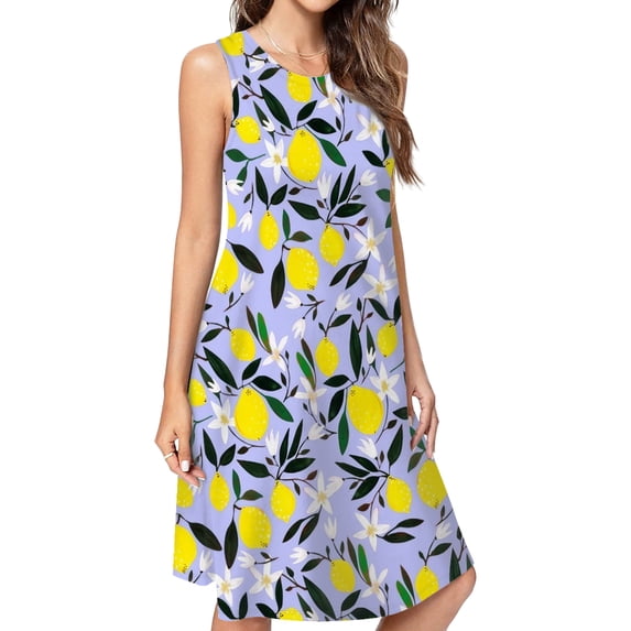 Lemons Blue Dress Elegant Party Dresses Evening Dresses Women Dress Sleeveless Dress Ladies Dresses