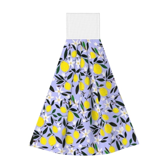 Lemons Blue Kitchen Hanging Hand Towels for Bathroom with Hanging Loop Soft Absorbent Kitchen Decorative 2Pcs Set