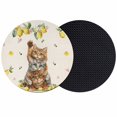 thumbnail image 1 of Lemons Cats Coasters Set of 2, Absorbent Coasters for Drinks, Summer Rustic Botanical Fruits Burlap Coaster for Desk Coffee Table Protection, Home Decor House Warming Gifts 4", 1 of 8