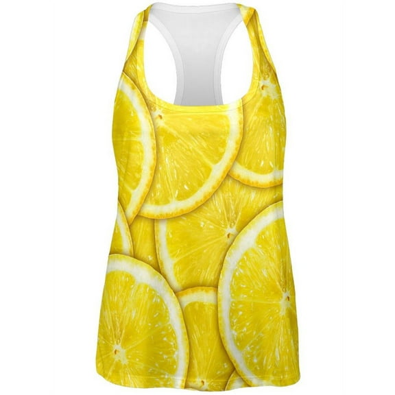 Lemons Citrus All Over Womens Work Out Tank Top - Medium