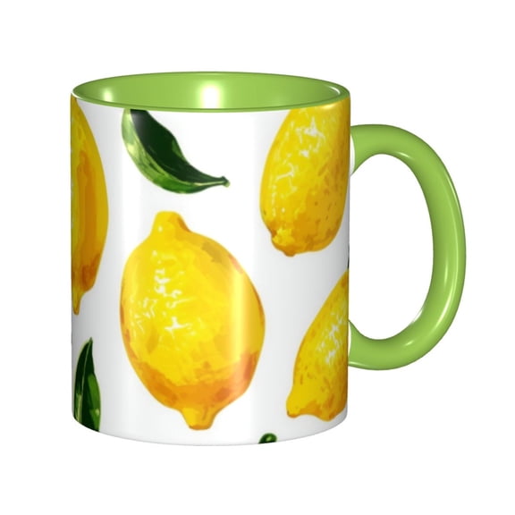 Lemons Coffee Mug Fun Custom Ceramic Mugs 11oz Green