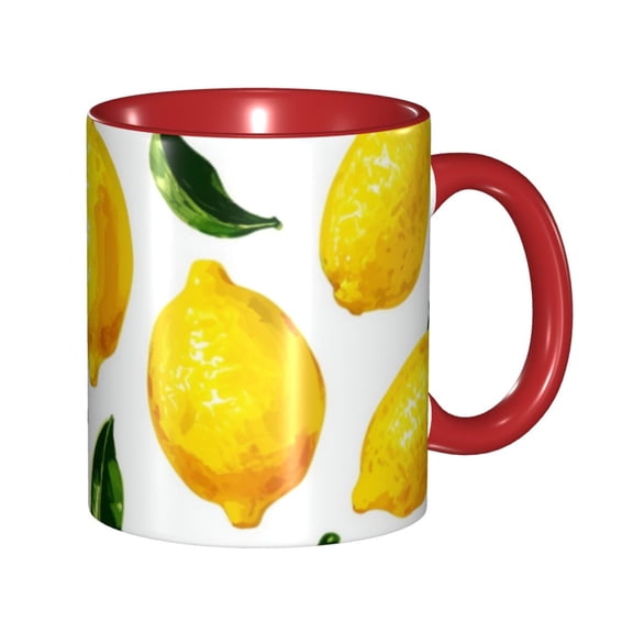 Lemons Coffee Mug Fun Custom Ceramic Mugs 11oz Red