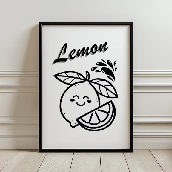 Lemons Cute Lemon Drawings Wall Art Print, Unframed Paper Poster 24x36in