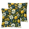 thumbnail image 1 of Lemons Decorative Throw Pillow Cover Case, Green Leaves and Flowers  Outdoor Pillow Cases Square Standard Cushion Covers for Sofa Couch Bed Car, 1 of 7