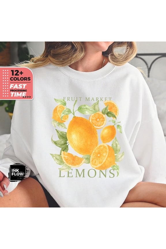 Lemons Fruit Market Sweatshirt, Summer Lemons Sweater, Fresh Lemons Graphic Top, Lemons Pullover, Aesthetic Shirt, Citric Fruit SWEATSHIRT All Size S-5XL