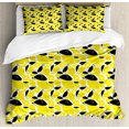 thumbnail image 1 of Lemons King Size Duvet Cover Set, Summer Breeze Sketched Yellow Lemon Figures and Skinless Half Slices, Decorative 3 Piece Bedding Set with 2 Pillow Shams, Black White and Yellow, by Ambesonne, 1 of 3