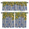 thumbnail image 1 of Lemons Kitchen Curtains Valances and Tiers Set of 3 National Style Summer Lemon Blue Floral Texture Linen Tier Curtains and Valance with Rod Pocket for Small Windows, 27.5"x36", 1 of 9
