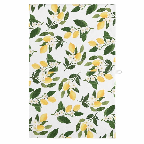 Lemons Leaves 1 Pack Kitchen Towel, Water Absorbent Dish Towel, Summer Fruits Floral Botanical Decorative Hand Towels - Quick Drying Cloth for Cooking Baking, 18x28 Inch