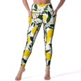 thumbnail image 1 of Lemons Leaves Flowers White Background Leggings Fitness Gym Yoga Pants High Waist Stretch Sports Tights Leggins, 1 of 6