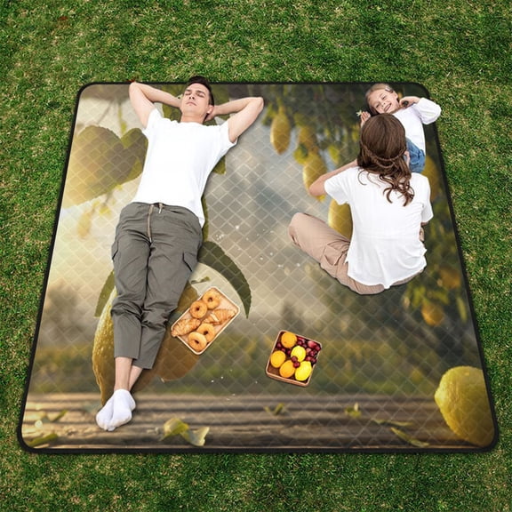 Lemons Leaves Sunlight Beach Blanket Outdoor Picnic Blanket 78"x 78" Waterproof Foldable for Beach Camping Travel Hiking Grass Lawn Park