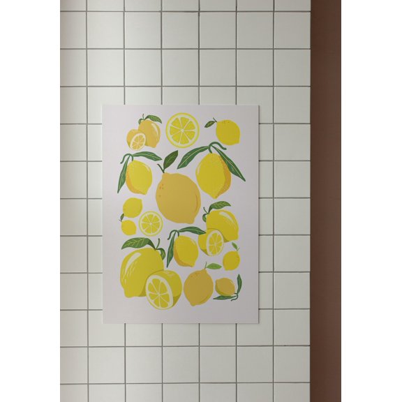 Lemons Lime Retro Fruit Kitchen Decor Wall Art