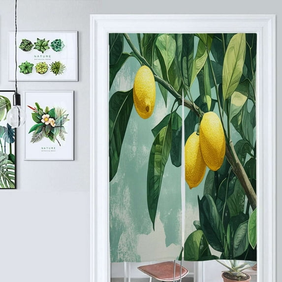 Lemons On Tree Branch Door Curtain Nordic Living Room DoorCurtain Porch Partition Curtain Kitchen Rative Half Curtain