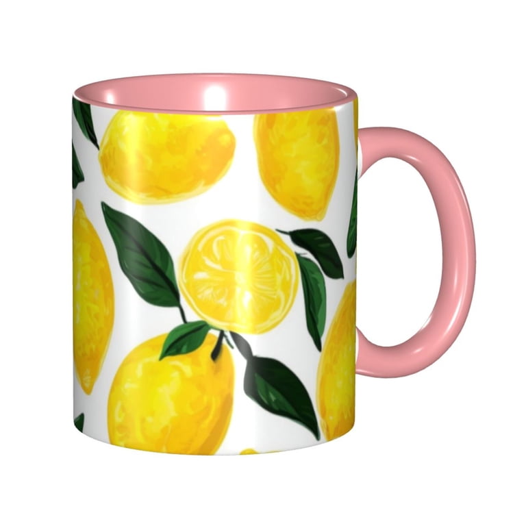 Lemons Pattern Coffee Mug Fun Custom Ceramic Mugs 11oz Pink - Walmart.com