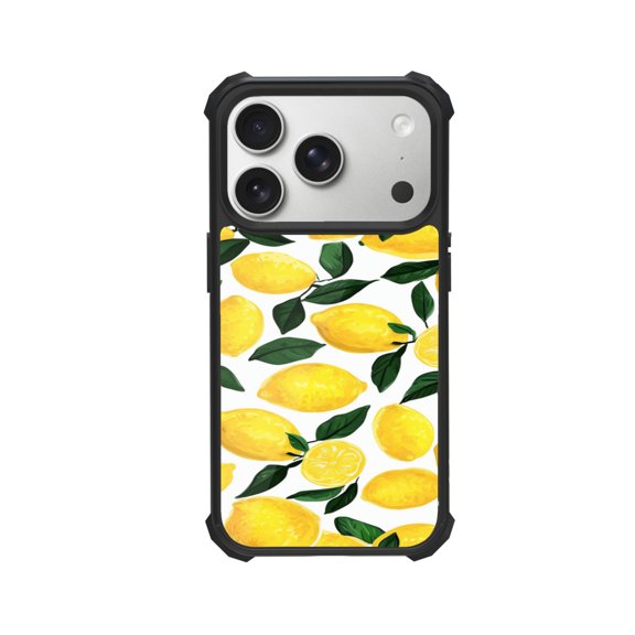 Lemons Pattern Shockproof Case For iPhone 12 13 14 15 16 Pro Max Series – TPU Bumper + Hard PC Back, Air-Cushion Corners