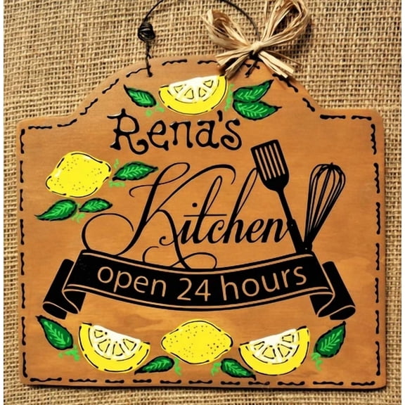 Lemons Personalize Kitchen Name Sign Wall Art Door Hanger Decor Plaque