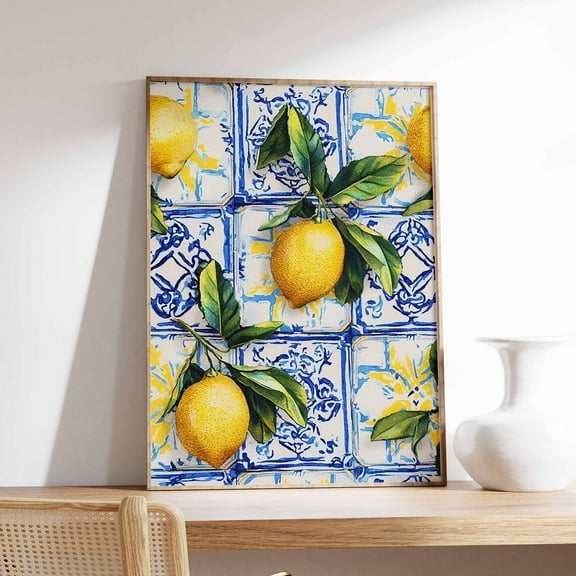 Lemons Poster, Tropical Decor, Lemon Print, Kitchen Wall Art, Boho Art, Retro Food Art, Kitchen Poster, Kitchen Decor, Food Poster, Food Art Wall Art, Modern Wall Decor, 8x12 UNFRAMED