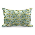 thumbnail image 1 of Lemons Quilted Pillowcover, Lemon Blossoms Leaves Citrus on Tree on Striped Background, Standard King Size Accent Pillow Cover for Bedroom, 36" x 20", Seafoam Mustard, by Ambesonne, 1 of 2