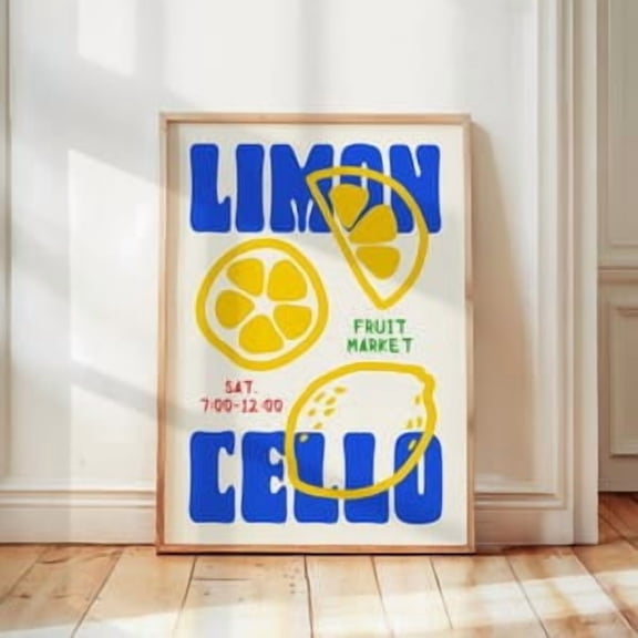 Lemons Retro Limoncello Positano Kitchen Poster, Poster Home Decor, Poster Only