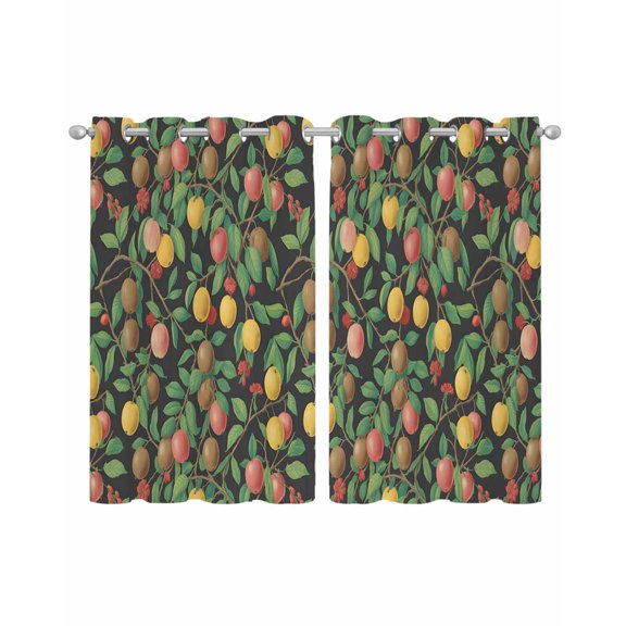 Lemons Sheer Curtains 39 Inch Length 2 Panels Set for Living Room/Bedroom, Summer Botanical Watercolor Elegant Pastoral Kitchen Curtains Grommet Semi-Sheer Curtains Window Treatments 27.5"x39"x2