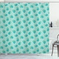 thumbnail image 1 of Lemons Shower Curtain, Grunge Spotty Blue Lime Figures on Retro Style Polka Dotted Pattern, Fabric Bathroom Set with Hooks, 69W X 70L Inches, Seafoam Teal and White, by Ambesonne, 1 of 3