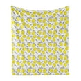 thumbnail image 1 of Lemons Soft Flannel Fleece Blanket, Sketched Illustration of Lemons on Horizontally Parallel Crooked Lines, Cozy Plush for Indoor and Outdoor Use, 60" x 80", Black White and Yellow, by Ambesonne, 1 of 5