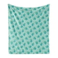 thumbnail image 1 of Lemons Soft Flannel Fleece Throw Blanket, Grunge Spotty Blue Lime on Retro Style Polka Dotted Pattern, Cozy Plush for Indoor and Outdoor Use, 50" x 70", Seafoam Teal and White, by Ambesonne, 1 of 6