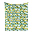 thumbnail image 1 of Lemons Soft Flannel Fleece Throw Blanket, Lemon Blossoms Leaves Citrus on Tree on Striped Background, Cozy Plush for Indoor and Outdoor Use, 50" x 60", Seafoam Mustard, by Ambesonne, 1 of 5