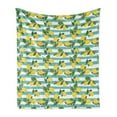 thumbnail image 1 of Lemons Soft Flannel Fleece Throw Blanket, Lemon Blossoms Leaves Citrus on Tree on Striped Background, Cozy Plush for Indoor and Outdoor Use, 50" x 70", Seafoam Mustard, by Ambesonne, 1 of 5
