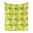 thumbnail image 1 of Lemons Soft Flannel Fleece Throw Blanket, Lime Slices in Creative Bubbly Cells Realistic Illustration, Cozy Plush for Indoor and Outdoor Use, 70" x 90", Lime Green Pale Green, by Ambesonne, 1 of 5