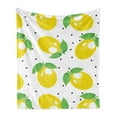 thumbnail image 1 of Lemons Soft Flannel Fleece Throw Blanket, Repeating Citrus Leaves Energetic Illustration, Cozy Plush for Indoor and Outdoor Use, 50" x 60", Lime Green Mustard, by Ambesonne, 1 of 5