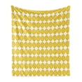 thumbnail image 1 of Lemons Soft Flannel Fleece Throw Blanket, String out Interconnected Hand Drawn Lemon Forming Ogee Pattern, Cozy Plush for Indoor and Outdoor Use, 50" x 70", Earth Yellow and White, by Ambesonne, 1 of 5