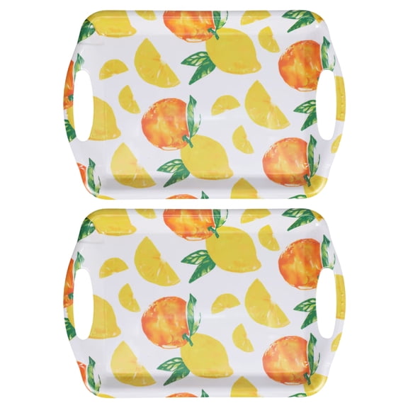 Lemons Summer Print Trays with Handles 16x10 in for Fruit Dessert Food Snack Serving Rectangular Platters Home Kitchen Dining Party Favor Table Decoration Gift Supplies Set of 2 & Oggeto