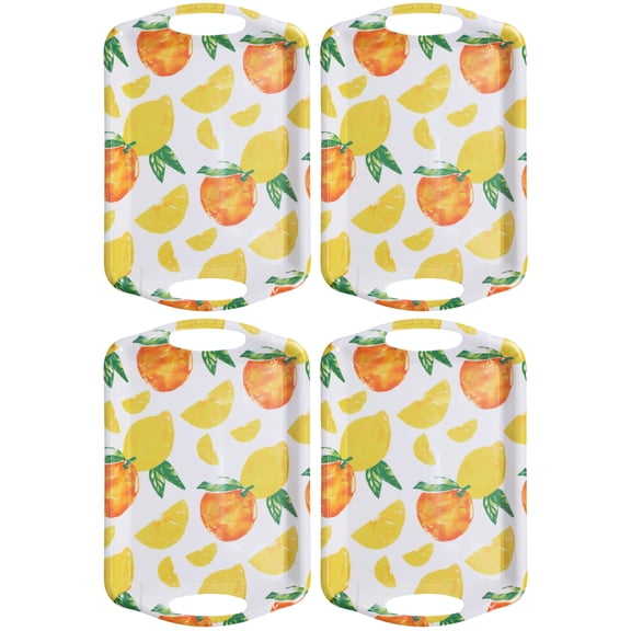 Lemons Summer Print Trays with Handles 16x10 in for Fruit Dessert Food Snack Serving Rectangular Platters Home Kitchen Dining Party Favor Table Decoration Gift Supplies Set of 4 & Oggeto