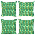 thumbnail image 1 of Lemons Throw Pillow Cushion Case Pack of 4, Funky Style Colored Citrus Cartoon on Circular Abstract Colorful Motifs, Modern Accent Double-Sided Print, 4 Sizes, Sky Blue and Multicolor, by Ambesonne, 1 of 2