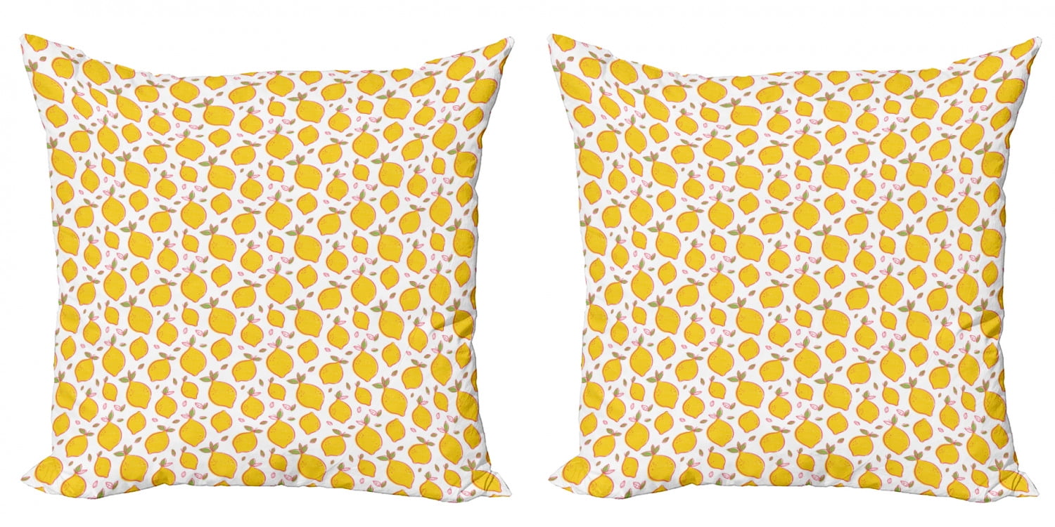 Lemons Throw Pillow Cushion Cover Pack of 2, Energetic Vibrant Colors
