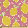 thumbnail image 1 of Ambesonne Lemons Fabric by the Yard Upholstery, Sour and Juicy Fruit, 1 Yard, Earth Yellow Pastel Pink, 1 of 5