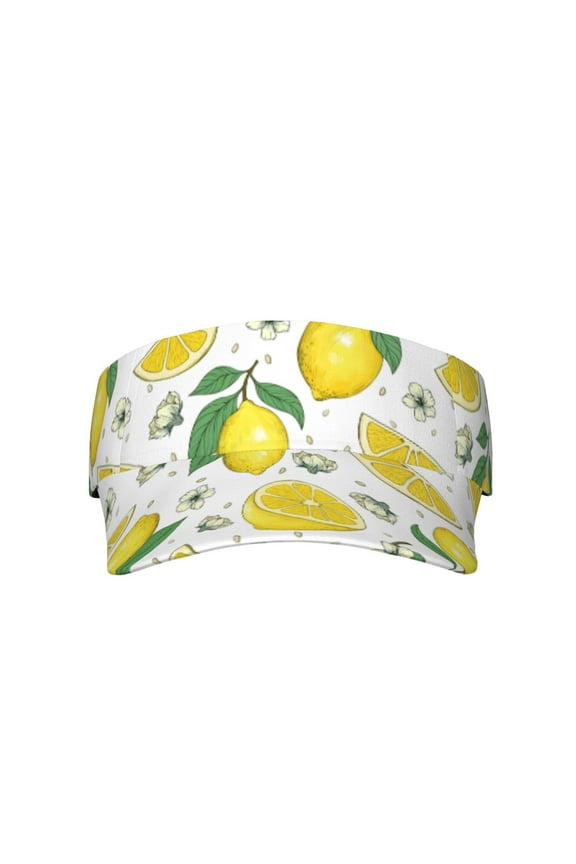 Lemons Visor Hats for Women with Print - Adjustable Sports Sun Hat, Breathable Polyester, Unisex Casual & Outdoor Cap