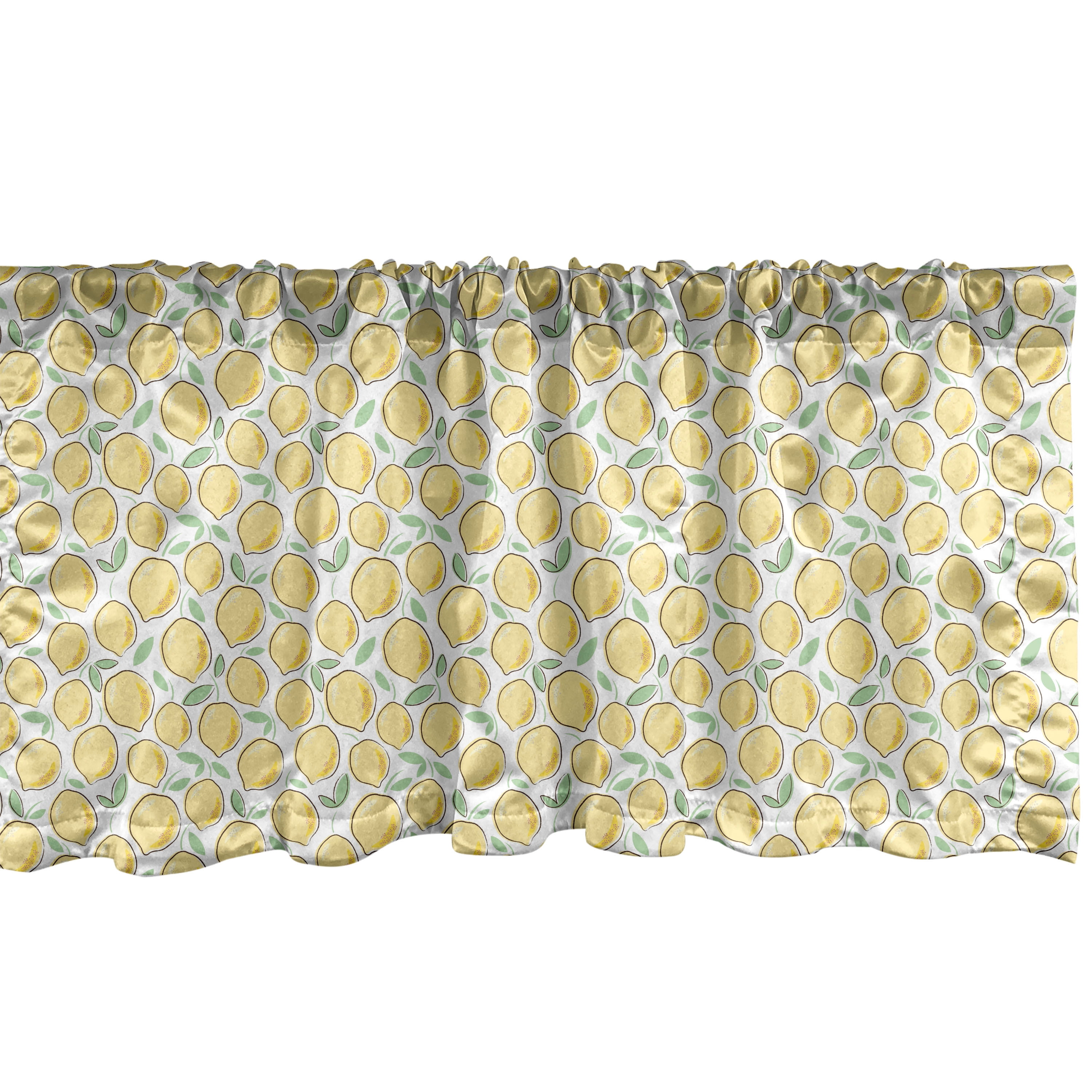 Lemons Window Valance, Citrus Fruits Cartoon Style Drawing Tasty