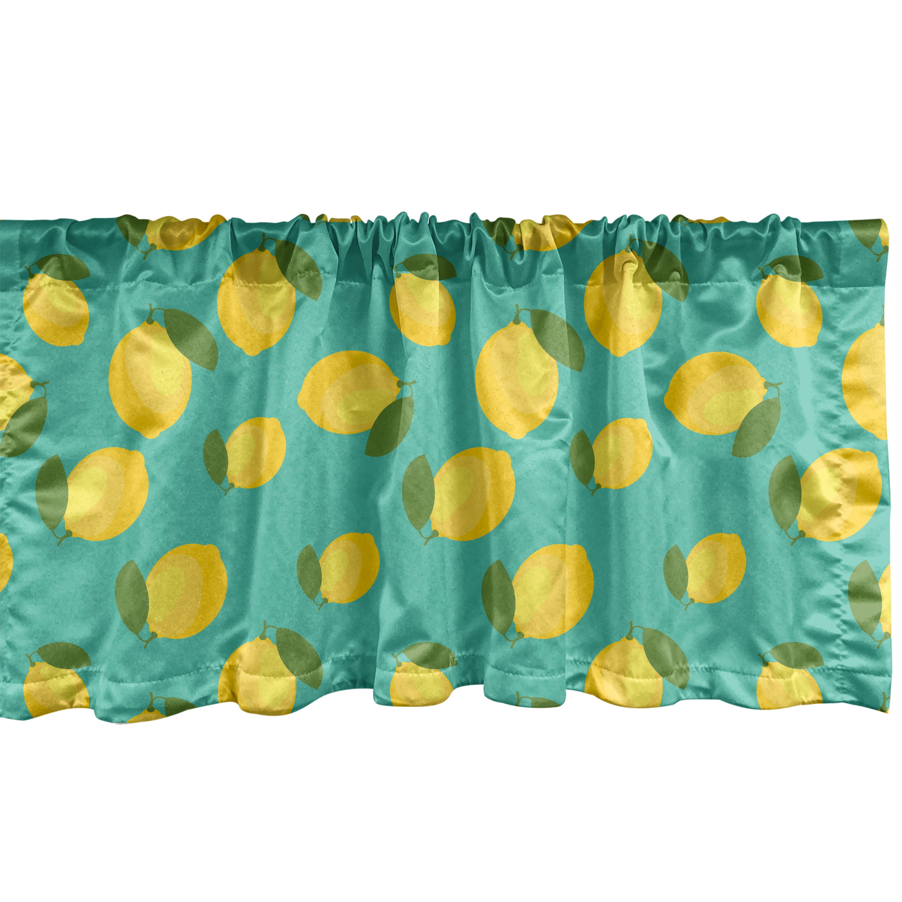Lemons Window Valance, Colorful Citrus Blossom Leaves Delicious Sour
