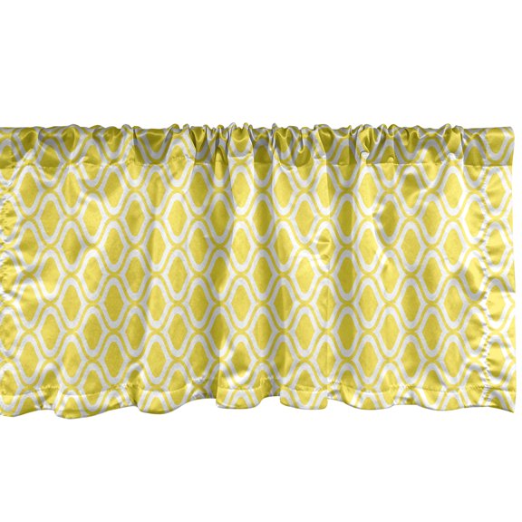 Ambesonne Lemons Valance Pack of 2, Abstract Lemon Motifs Art, 54"X12", Mustard White