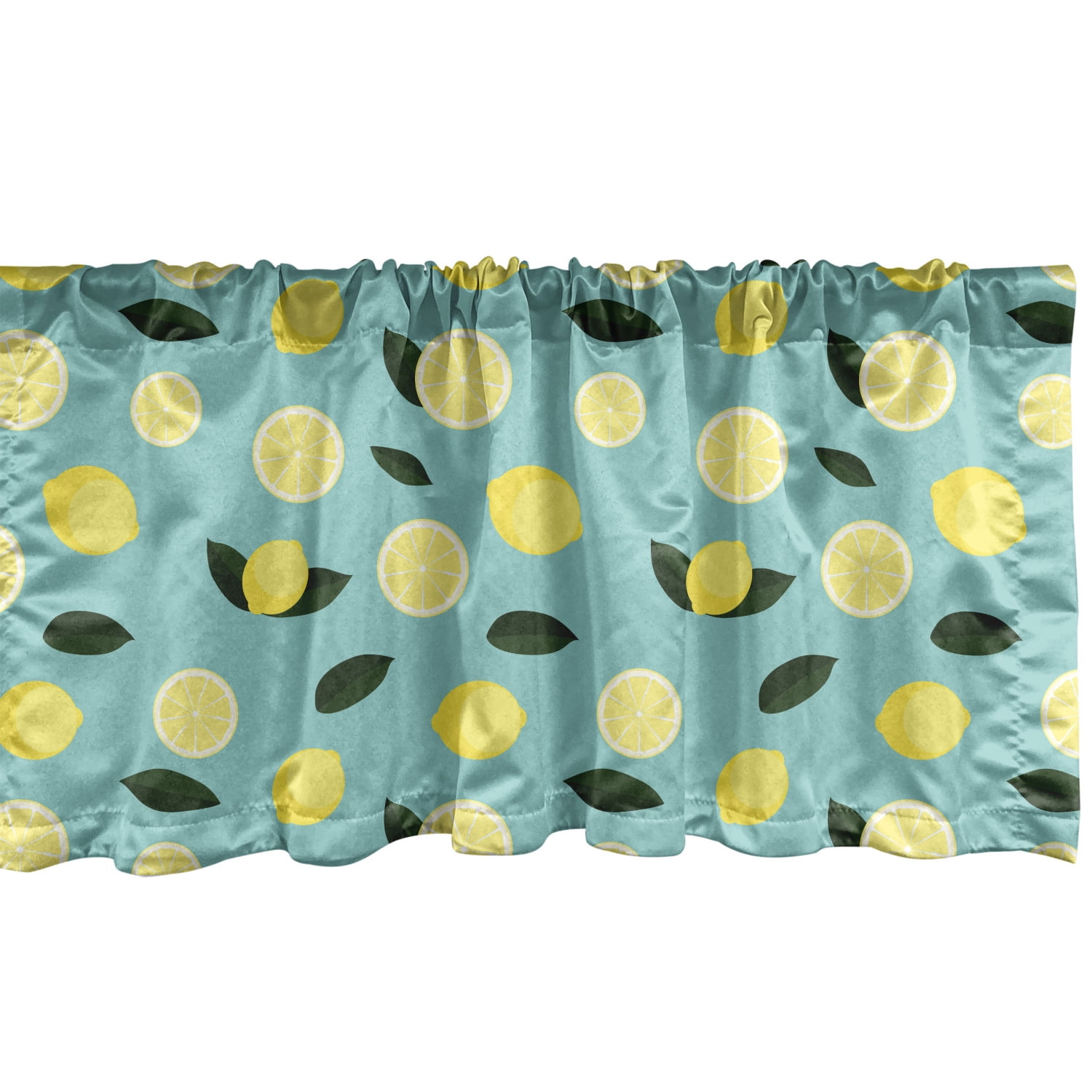Ambesonne Lemons Valance Pack of 2, Citrus Slices Rhythmic Art, 54"X18
