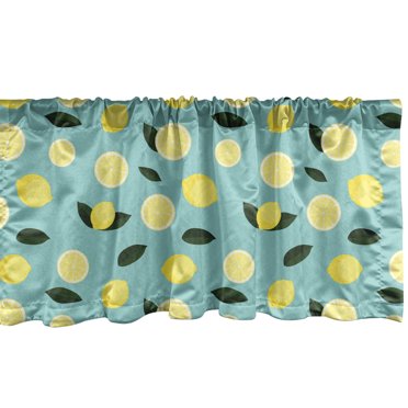 Ambesonne Lemons Valance Pack of 2, Citrus Slices Rhythmic Art, 54"X18", Emerald Pastel Yellow